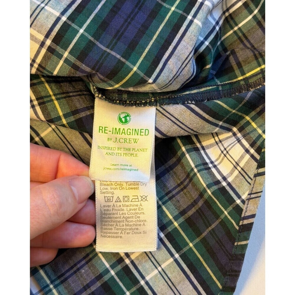 J Crew Re-Imagined Poplin Signature Fit Button-Up Shirt Women’s 2X Plaid Cotton - Picture 8 of 10